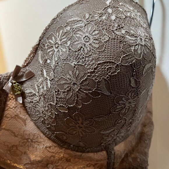 Daisy Fuentes Lace Longline Balconette Bra Strapless Push-Up Mocha 40D - Picture 10 of 16